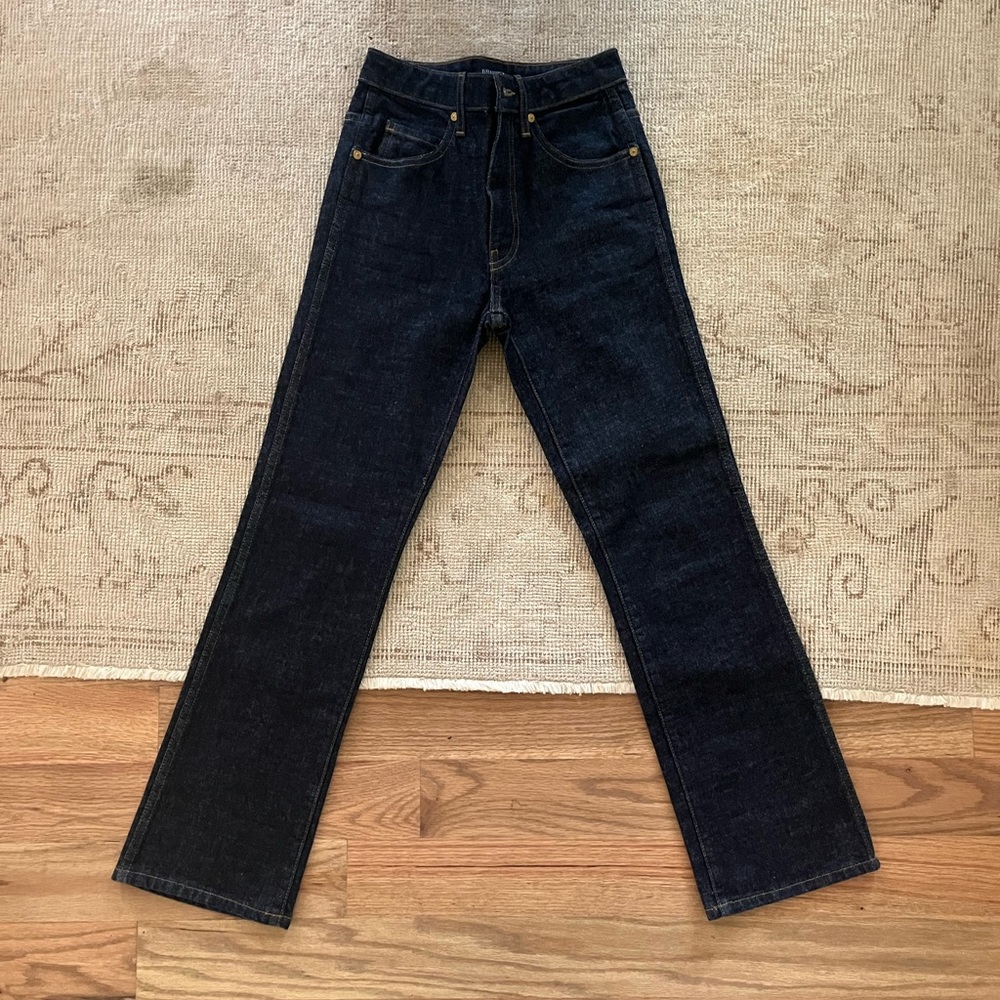 Brand New Never Worn KHAITE Blue Selvedge Vivian Flare Jeans Sz 24